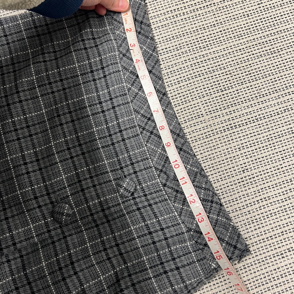 LOFT gray plaid academia button front mini skirt size 6 / 90s - Picture 4 of 7